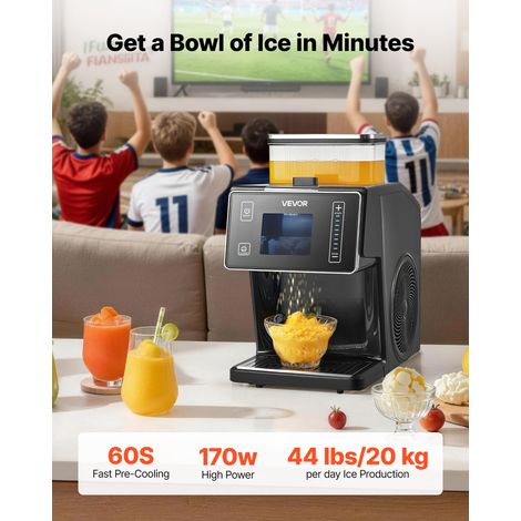 Broyeur à Glace Pilée 20 kg/24 h, Machine à Glace Râpée Flocon de Neige, avec Lame en Acier Inoxydable, Réservoir de 0,8 L, Pré-refroidissement Rapide, pour Dessert Boulangerie Café Maison (1/5)