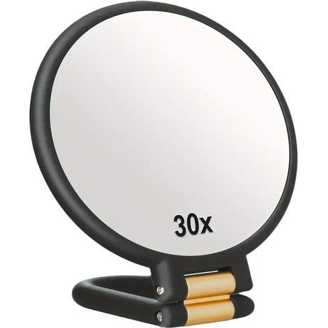 Espejo de maquillaje plegable y portátil de doble cara (30x) para una aplicación precisa del maquillaje, color negro. (1/5)