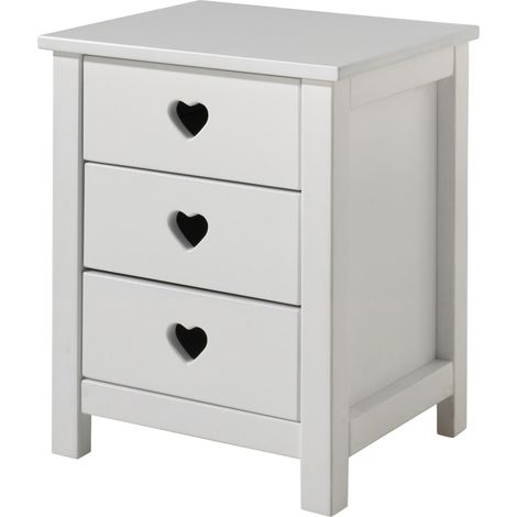 Table de chevet Amori avec 3 tiroirs - blanc (1/4)