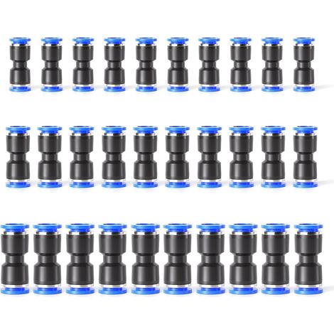 30pcs Straight Push Fittings Plastic Quick Fittings Air Line Fittings for 6 8 10 Tubes (2 Way) (1/5)