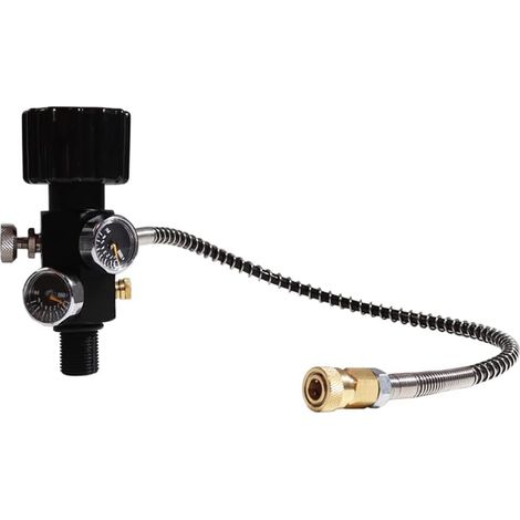 M18X1.5 RéServoir PCP Valve de Charge à Double Jauge Station de Remplissage D' Adaptateur de Recharge de Bouteille de Gaz 6000Psi avec Tuyau de 50 Cm, Noir (1/5)