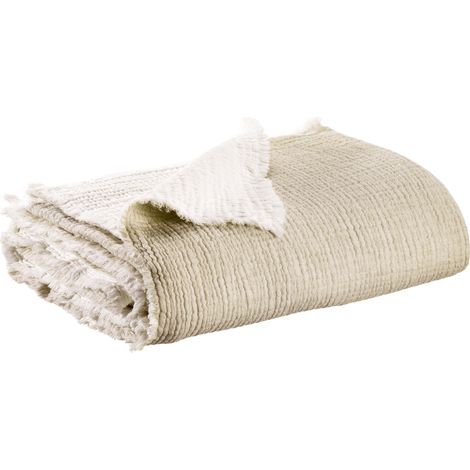 VIVARAISE - Jeté de lit Emilio - Naturel - 240 x 260 cm - Coton recyclé et coton - Vivaraise