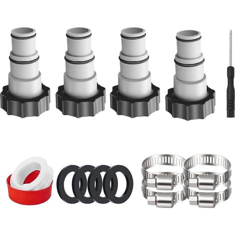 Lot de 4 adaptateurs de tuyau de piscine - Adaptateur de tuyau pour pompe, raccord pour tuyaux de 32 mm et 38 mm (1/5)