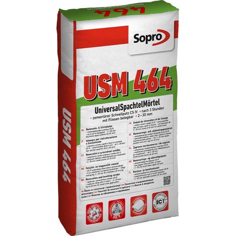 Enduit sol, mur, plafond 2 à 30 mm - Intérieur et Extérieur - Sopro USM 464 - 25 kg
