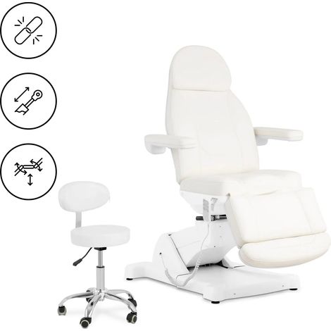 Poltrona estetica elettrica con sgabello su ruote 300 watt 150 kg bianco 140009009