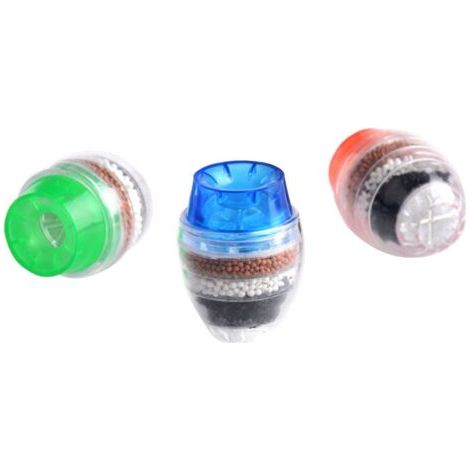 Mini-Wasserfilter – ca. 16–23 mm Durchmesser, kompatibel mit den meisten Wasserhähnen – 3er-Pack: rot + blau + grün