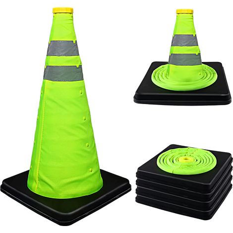 cônes de signalisation pliables de 45,7 cm, cônes de sécurité, cônes verts avec colliers réfléchissants, cônes pop-up pour (1/5)