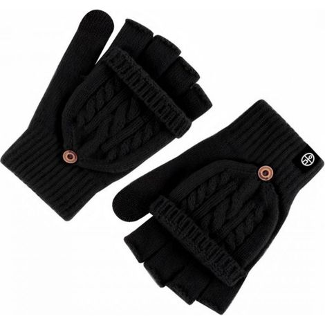 Gants Chauds Demi-Doigts - Gants Convertibles Magnétiques pour Pêche et Activités Extérieures - Noir - Taille Unique