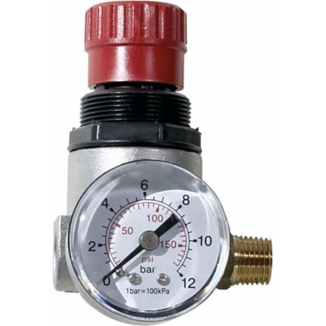 Lem Select – Régulateur de pression air comprimé – Manomètre intégré – Filetage sortie 1/4" – Configuration raccord rapide – Pour compresseur professionnel