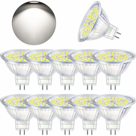 Lampadina LED GU5.3 bianco freddo 6000K, MR16 LED 12V 5W equivalente a 50W alogena, lampadine LED non dimmerabili, confezione da 10 [classe energetica F] (1/5)