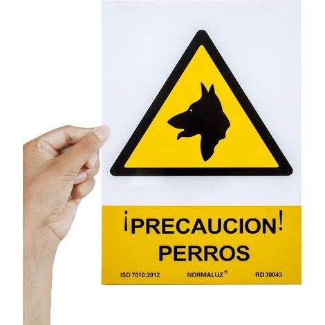 Señal precaucion perros PVC 21x30cm (1/5)