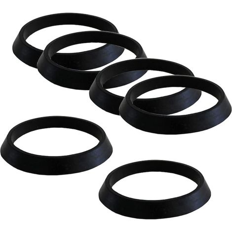 Set 6 joints d'étanchéité pour siphon d'évier, QttvbTna, caoutchouc noir, 1 pouce et demi, 43 x 38 x 5 mm, accessoires de plomberie pour raccord de vidange (1/5)