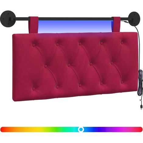 Maison Exclusive - Tête de lit suspendue Avec lumière LED Bordeaux Velours (1/5)