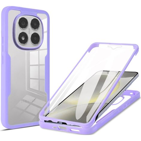 Coque pour Xiaomi Redmi Note 15 Pro 5G avec Protection D'écran, Étui Avant et Arrière 360 Degres Antichoc Housse, Antirayures Robuste Bumper Transparente Case, Violet (1/5)
