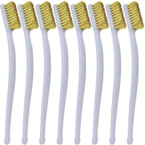 BUNTHAUS Petit Brosse en Laiton 8 pcs Mini Brosses Métallique pour le nettoyage des scories de soudure, de la rouille,Buse De l'Imprimante 3D