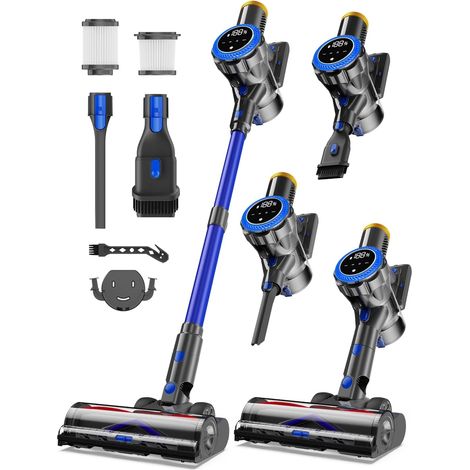 Aspirateur Balai sans Fil - 580W Aspirateur Électrique Silencieux Puissant, Aspiration Brosse LED Batterie Rechargeable Cordless Vacuum Cleaner pour Poils d’Animaux Tapis Sols Durs (1/5)