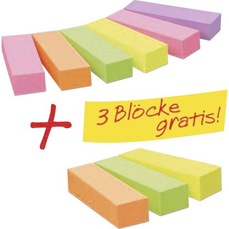 Post-it Strisce adesive 670-6+3 15 mm x 50 mm Rosa neon, Verde Neon, Giallo Neon , Arancione Neon , Violetto 900 Foglio (1/5)
