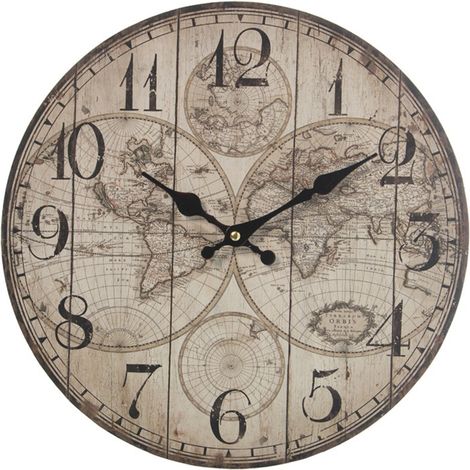 Horloge murale beige Mappemonde 34 cm (1/3)