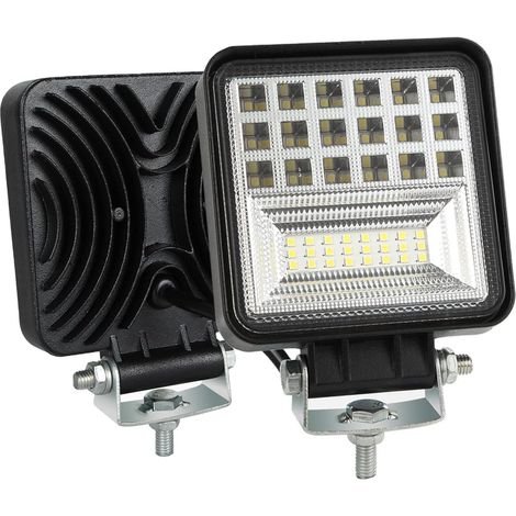 Lot de 2 Phare de Travail LED 126W   Projecteur Offroad 12V/24V, IP68, pour Voiture, Camion, SUV, ATV, Bateau