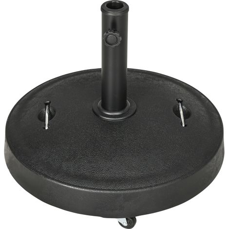 Base per Ombrellone da 23.5kg con 2 Manovelle e Rotelle Ø53x41 cm in Resina e Acciaio Nera (1/5)