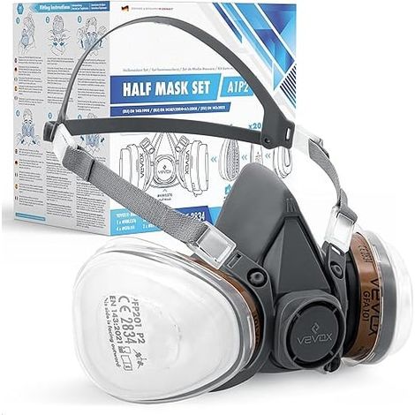 Sjqka – Masque de protection respiratoire A1P2 – Filtration P2 pour 94% des particules – Confort Max Seal – Utilisation prolongée peinture et collage - ABEK1P2