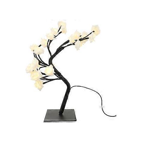Rosenbaum-Tischlampe mit USB-Anschluss, beleuchteter Rosenbaum mit LED-Beleuchtung (weiß)