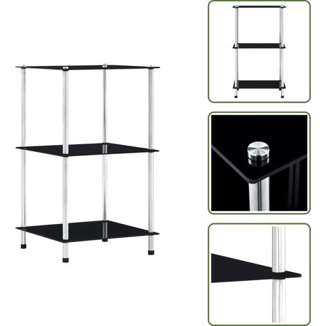 Regal mit 3 Ablagen Schwarz 40x40x67 cm Hartglas - Glastürken - Bücherregal Schwarz - Regal Aus Glas - Modernes Regal - Regal Für Wohnzimmer (1/5)