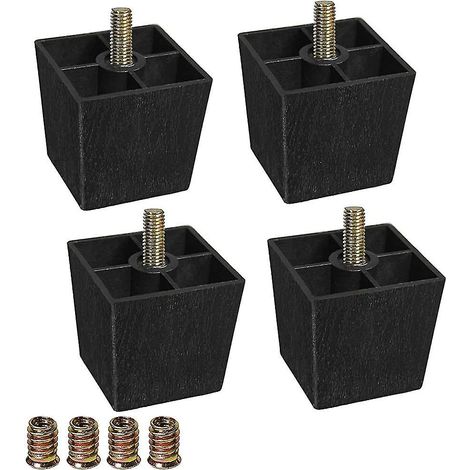 Ensemble de 4 rehausseurs carrés en plastique de 5 cm (2 pouces) pour pieds de canapé et meubles (1/5)