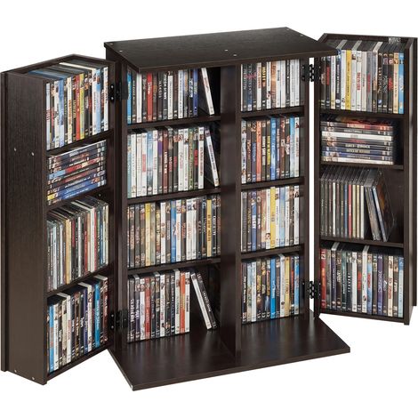 VEVOR Mobile Portaoggetti Scaffale Organizer per CD DVD, Mobiletto 610 x 368 x 846 mm per Libri Riviste Giochi Contenitore 16 Scomparti Multimediale per Ufficio Salotto Soggiorno, Colore Marrone (1/5)