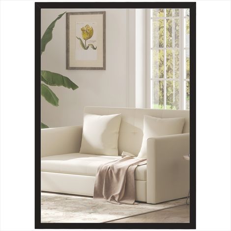 Décoration murale Grand miroir mural noir 50 x 70 cm avec cadre (1/5)