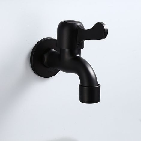 Lntyq Robinet de machine à laver rétro noir en acier inoxydable 304 robinet à ouverture rapide froid unique robinet à 4 points (robinet de piscine à vadrouille)