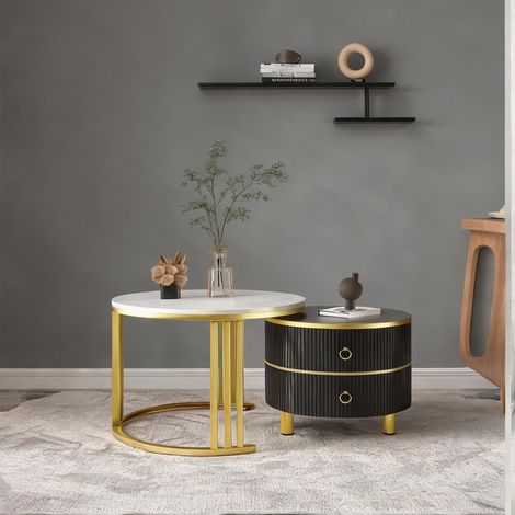 Table basse coloris noir en MDF 27,6 x 23,6 x 18,1 cm (1/5)