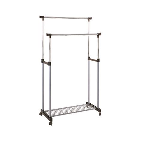 Portant double 95x43x95-170 cm en métal gris