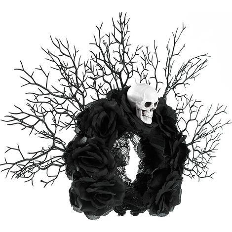 Dark branch headband, Gothic coral branch hair accessory, forest-themed photo shoot, Halloween skull black flower headband, performance headdress (1/5)