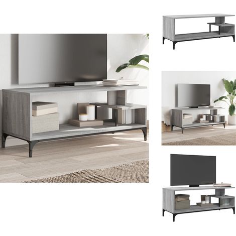TV-Schrank Grau Sonoma 102x40x41 cm Holzwerkstoff und Stahl - TV Schrank - Fernsehtisch - Wohnzimmerschrank - Industrieller Stil - Grau (1/5)