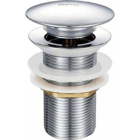 Bonde de lavabo pop-up chromée en laiton sans trop-plein – Mécanisme push-open, hauteur 78 mm, diamètre clapet 66 mm, filetage G 1¼ (1/5)