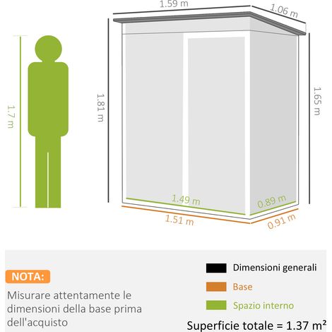 Abri de jardin en métal avec ventilation et porte coulissante, 159 x 106 x 181 cm, vert (1/5)