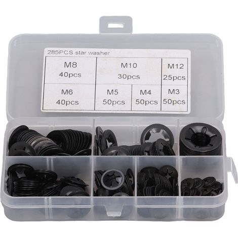 Kit de 285 rondelles de verrouillage Starlock à denture interne M3 M4 M5 M6 M8 M10 M12