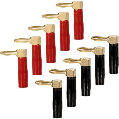90-degree gold-plated copper banana plugs for speaker cables from 0.5 mm² to 6 mm², suitable for speaker cables and amplifiers, 10 pieces--DTEKGAZ