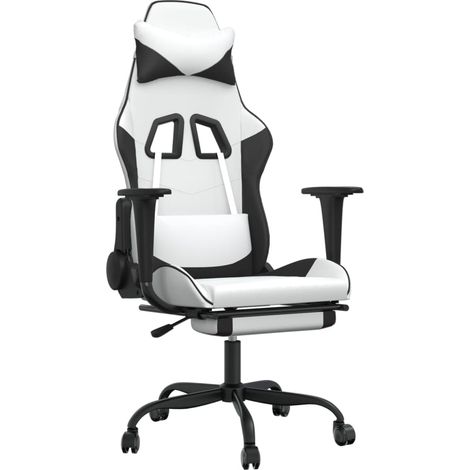 Maison Exclusive - Sedia da Gaming con Poggiapiedi Bianco e Nero in Similpelle