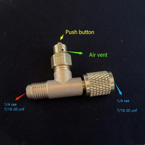 Brass air conditioning charge and drain valve – 1/4 SAE, 7/16-20 UNF, compatible with R22/R12 (1/4)