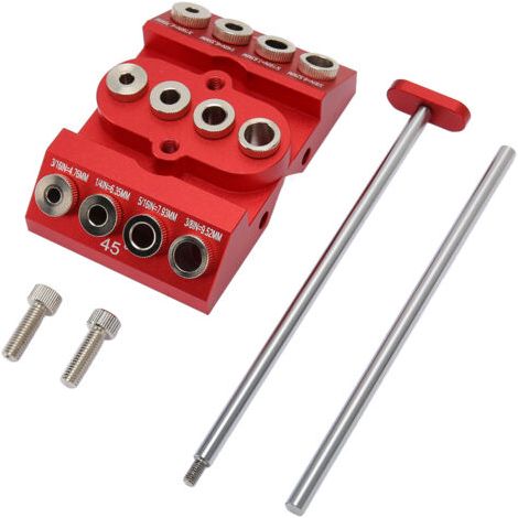 Plantilla de perforación angular de 30, 45 y 90° para posicionamiento extendido y trabajos de carpintería multiángulo. (1/5)