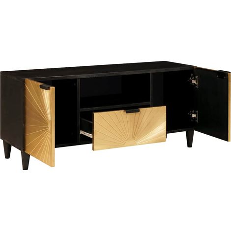 Maison Exclusive - Mobile TV Nero e Oro 105 x 33 x 46 cm Legno multistrato