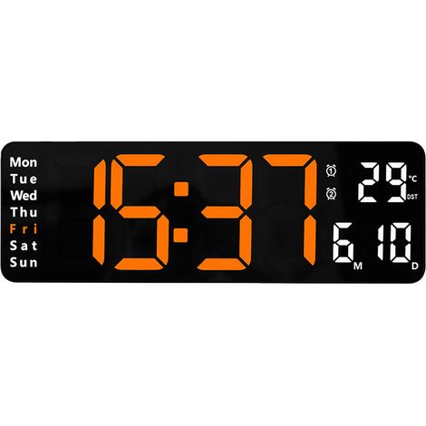Horloge Murale Numerique - Affichage Heure Date Jour Temperature - Grand Ecran Led Haute Lisibilite - Pour Bureau Garage Entrepot - 1 Piece (1/5)