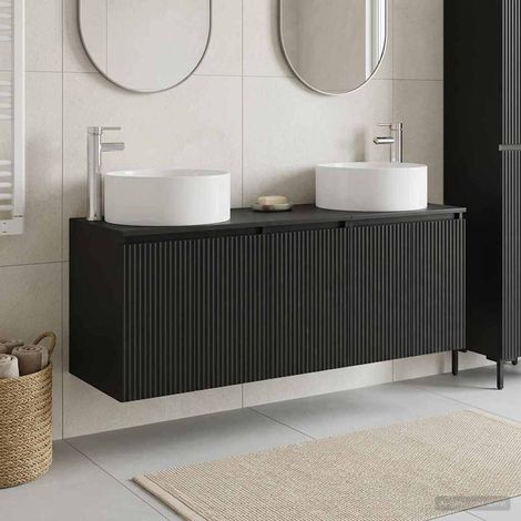 vidaXL Bathroom Cabinet Set 3 pcs Black 161.5 x 44.5 x 80 cm (1/5)