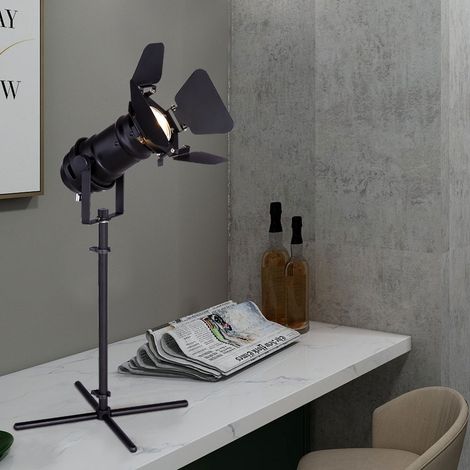 Tischleuchte verstellbar Nachttischlampe Schlafzimmer Leselampe schwarz Tisch, Metall, 1x GU10 Fassung, LxBxH 27,5x24x48,5 cm