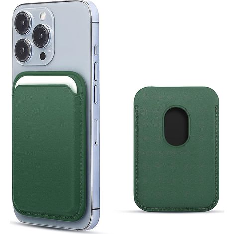 Porte-cartes portefeuille compatible MagSafe RFID pour iPhone 12/13/14 Mini/Plus/Pro/Max - Vert séquoia (1/5)