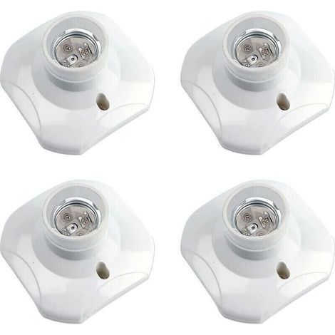 Douille Plafond E27 Visser, Douille E27 Garage, AC 220-240V, Support Douille pour Ampoule LED, Base Plafonnier Culot E27, Base de Lampe Plastique Blanche pour Lampe au Mur, lot de 4