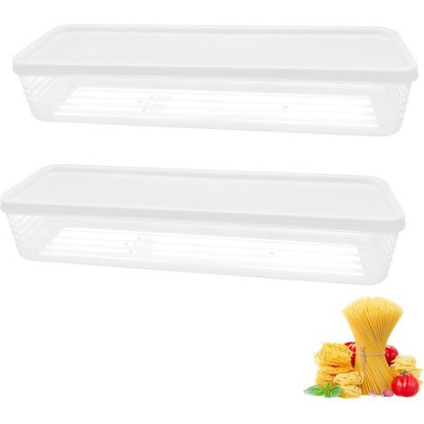 Set mit 2 transparenten Aufbewahrungsboxen für Spaghetti, mit Deckel, BPA-frei, für Nudeln, Müsli, Snacks (1/5)
