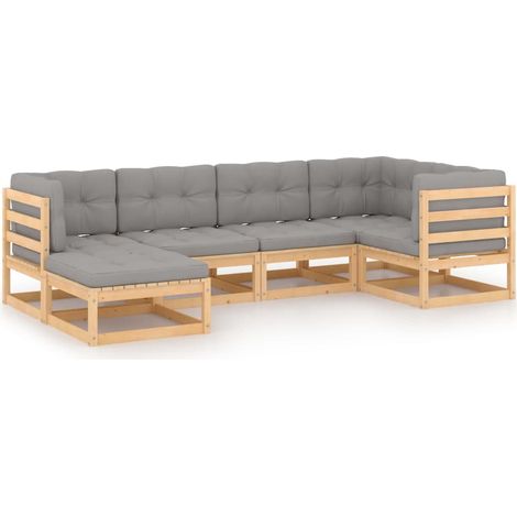 6-tlg. Garten-Lounge-Set mit Kissen Massivholz Kiefer vidaXL (1/5)